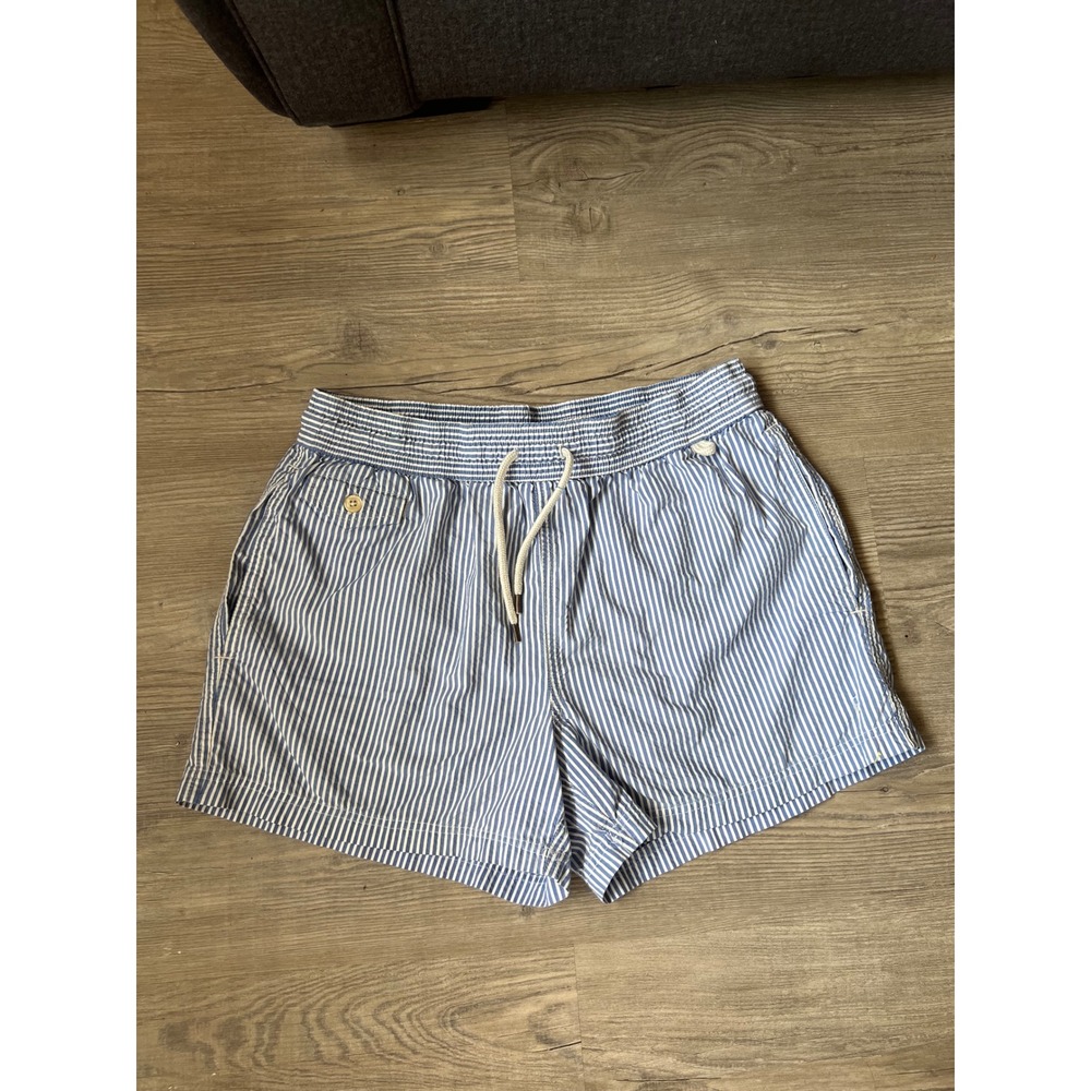 Polo Ralph Lauren Men's Swim Trunks Short Blue White Stripe Size Small